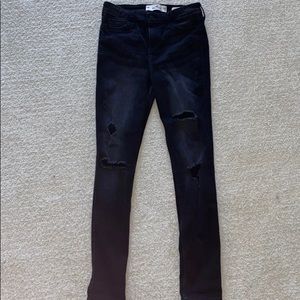 high waisted black stretchy jeans